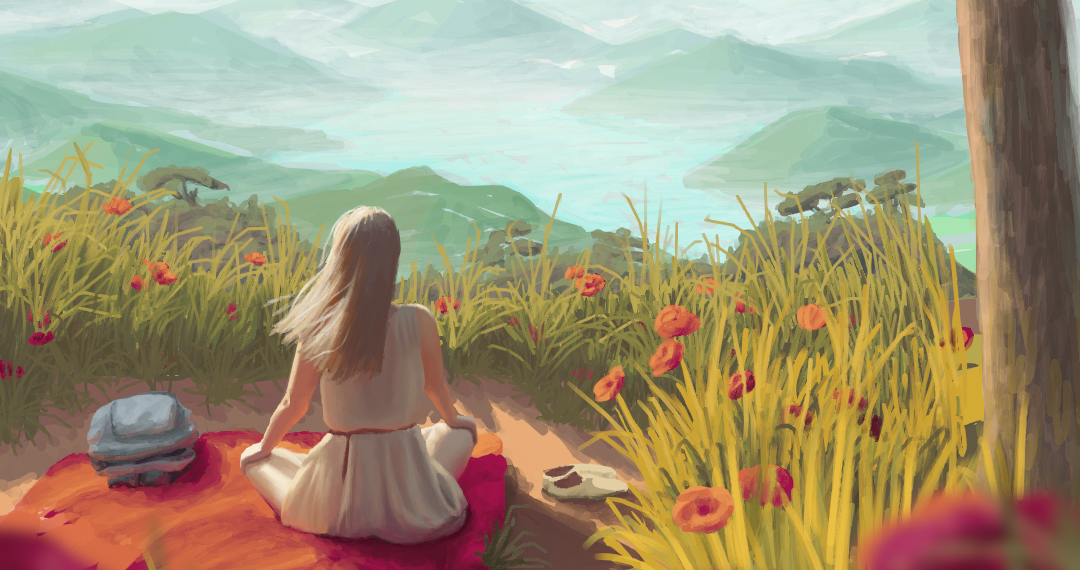 solo girl in moutain