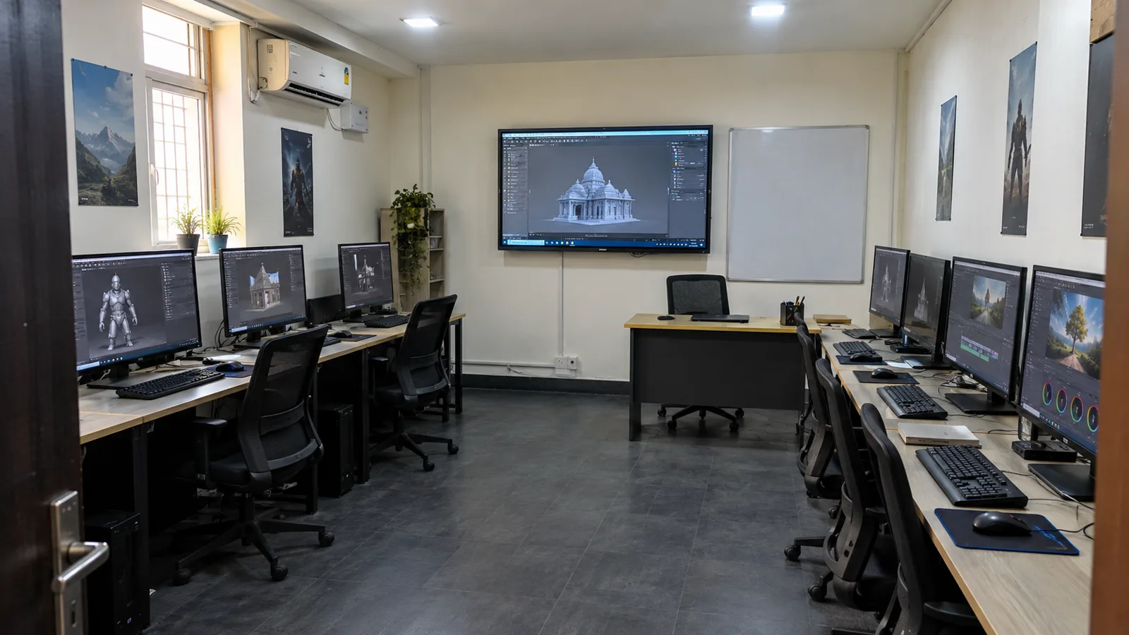 Sample view of a modern VFX and 3D animation classroom